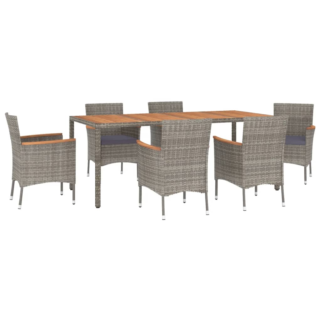 7-delige Tuinset met kussens poly rattan grijs is nu te koop bij PeponiXL, paradijselijk wonen!