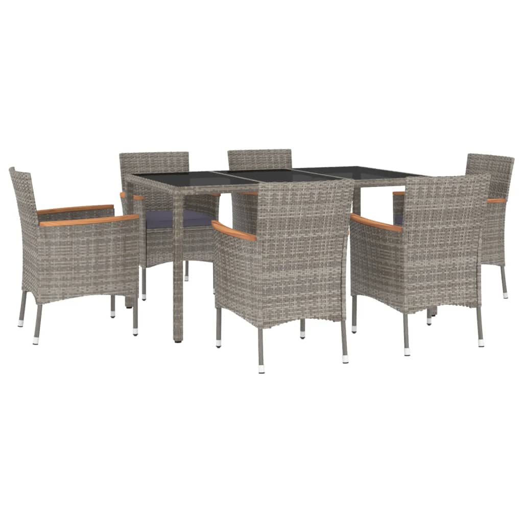 7-delige Tuinset met kussens poly rattan grijs is nu te koop bij PeponiXL, paradijselijk wonen!