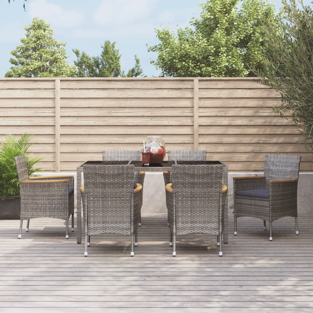 7-delige Tuinset met kussens poly rattan grijs is nu te koop bij PeponiXL, paradijselijk wonen!