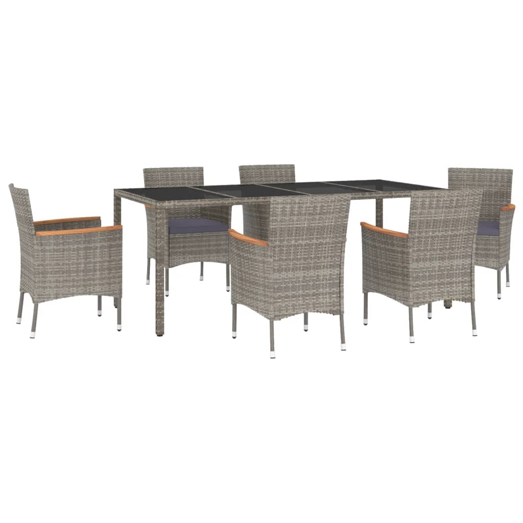 7-delige Tuinset met kussens poly rattan grijs is nu te koop bij PeponiXL, paradijselijk wonen!