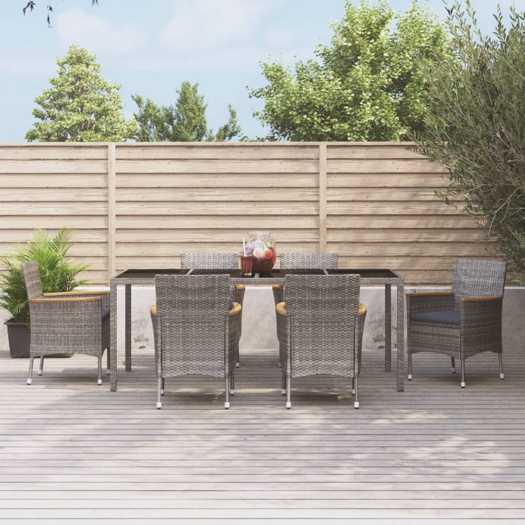 7-delige Tuinset met kussens poly rattan grijs is nu te koop bij PeponiXL, paradijselijk wonen!