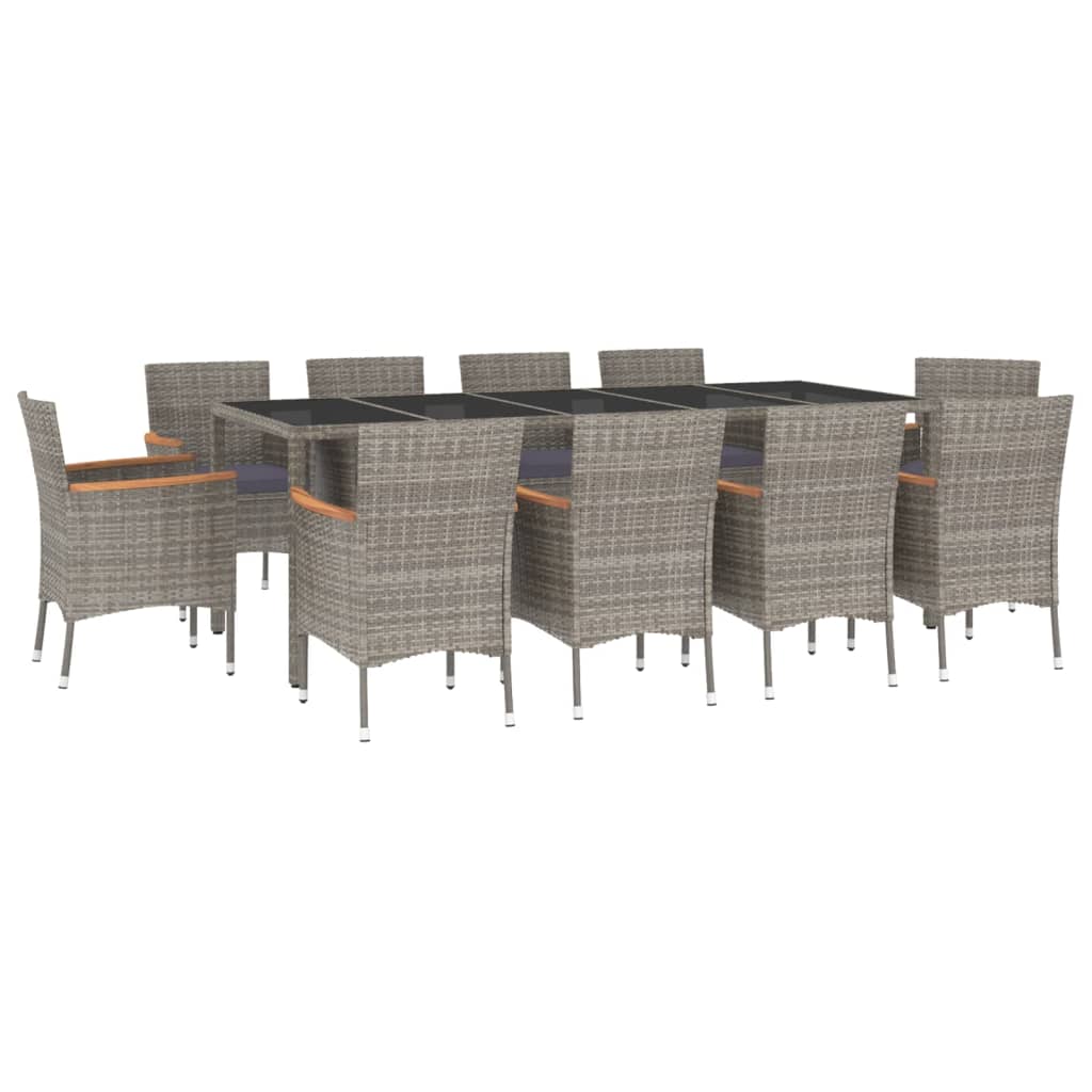 11-delige Tuinset met kussens poly rattan grijs is nu te koop bij PeponiXL, paradijselijk wonen!