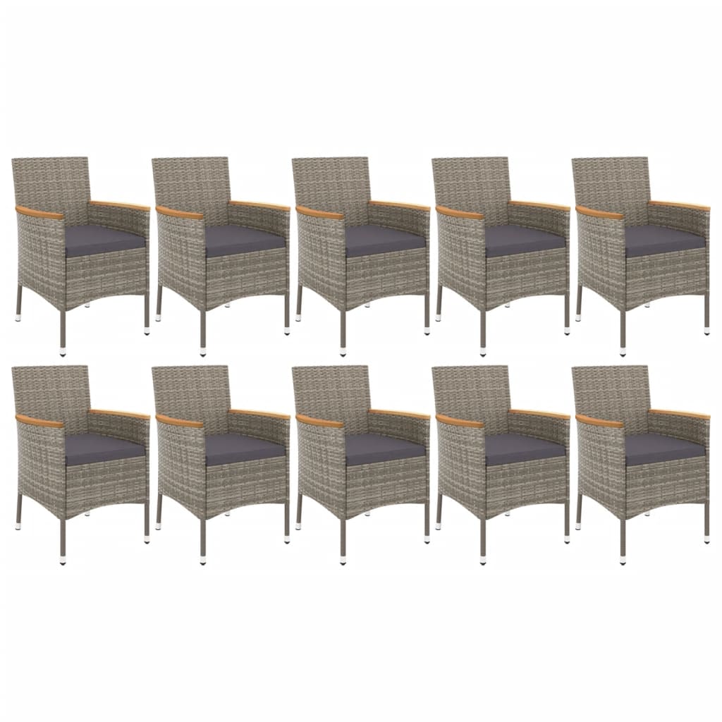 11-delige Tuinset met kussens poly rattan grijs is nu te koop bij PeponiXL, paradijselijk wonen!