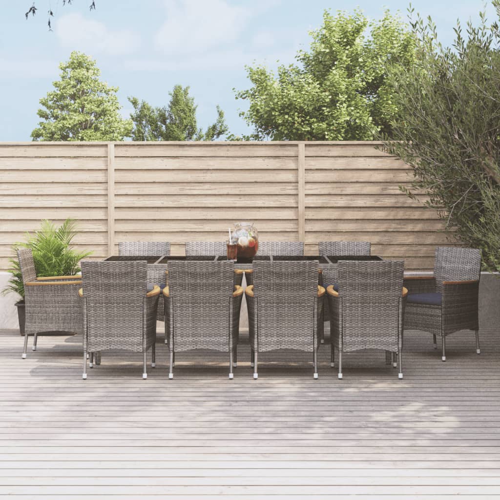 11-delige Tuinset met kussens poly rattan grijs is nu te koop bij PeponiXL, paradijselijk wonen!