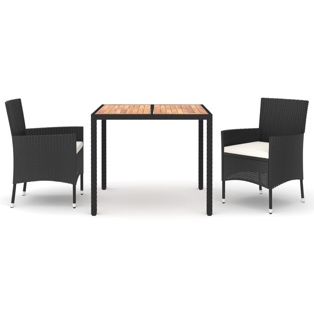 3-delige Tuinset met kussens poly rattan zwart is nu te koop bij PeponiXL, paradijselijk wonen!