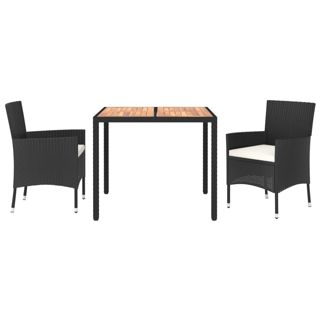 3-delige Tuinset met kussens poly rattan zwart is nu te koop bij PeponiXL, paradijselijk wonen!