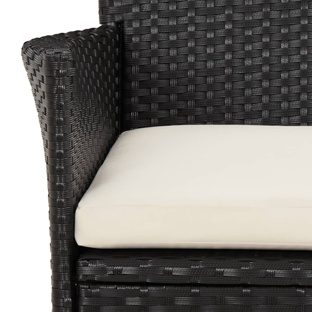 3-delige Tuinset met kussens poly rattan zwart is nu te koop bij PeponiXL, paradijselijk wonen!