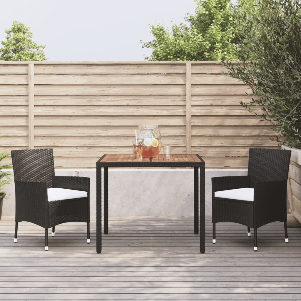 3-delige Tuinset met kussens poly rattan zwart is nu te koop bij PeponiXL, paradijselijk wonen!