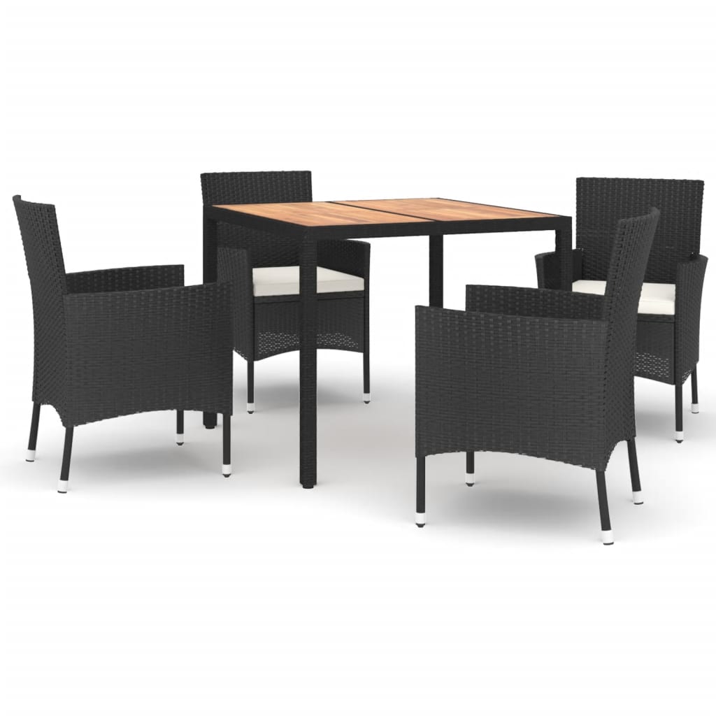 5-delige Tuinset met kussens poly rattan zwart is nu te koop bij PeponiXL, paradijselijk wonen!