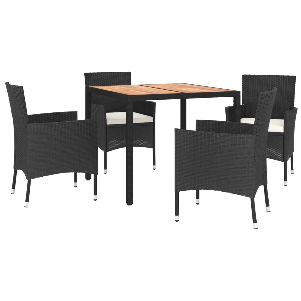 5-delige Tuinset met kussens poly rattan zwart is nu te koop bij PeponiXL, paradijselijk wonen!