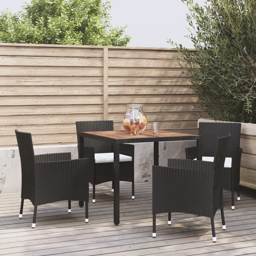 5-delige Tuinset met kussens poly rattan zwart is nu te koop bij PeponiXL, paradijselijk wonen!