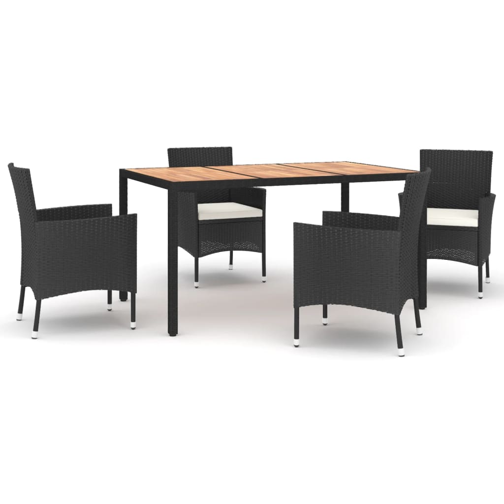 5-delige Tuinset met kussens poly rattan zwart is nu te koop bij PeponiXL, paradijselijk wonen!