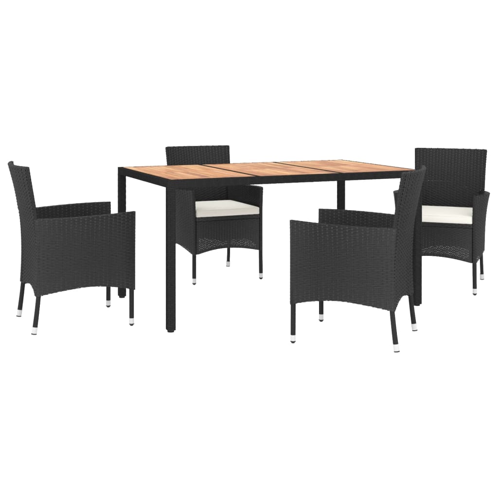 5-delige Tuinset met kussens poly rattan zwart is nu te koop bij PeponiXL, paradijselijk wonen!