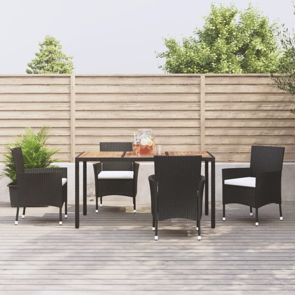 5-delige Tuinset met kussens poly rattan zwart is nu te koop bij PeponiXL, paradijselijk wonen!