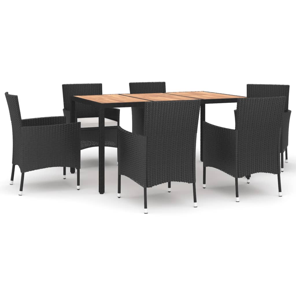 7-delige Tuinset met kussens poly rattan zwart is nu te koop bij PeponiXL, paradijselijk wonen!