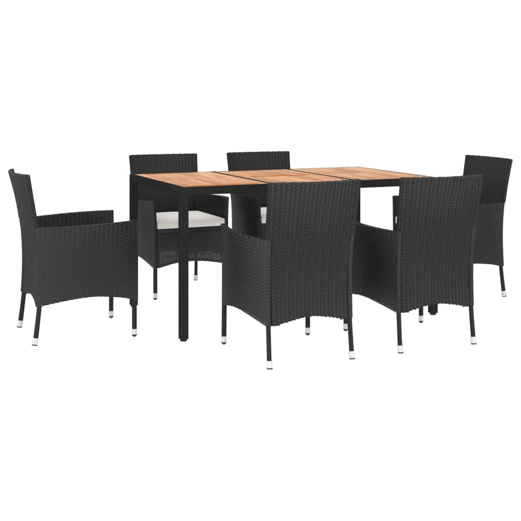 7-delige Tuinset met kussens poly rattan zwart is nu te koop bij PeponiXL, paradijselijk wonen!