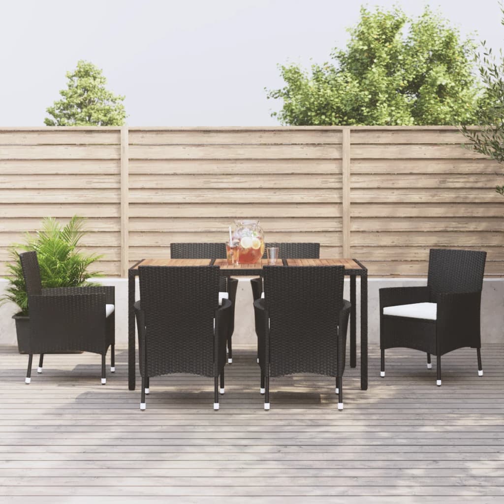 7-delige Tuinset met kussens poly rattan zwart is nu te koop bij PeponiXL, paradijselijk wonen!