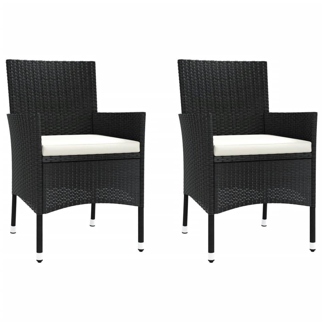 3-delige Bistroset met kussens poly rattan zwart is nu te koop bij PeponiXL, paradijselijk wonen!