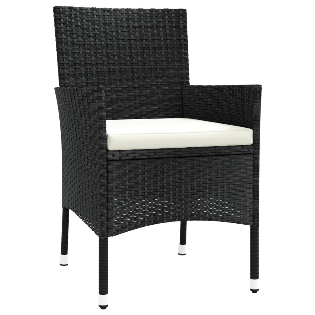3-delige Bistroset met kussens poly rattan zwart is nu te koop bij PeponiXL, paradijselijk wonen!
