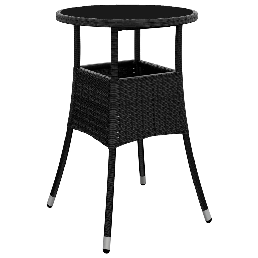 3-delige Bistroset met kussens poly rattan zwart is nu te koop bij PeponiXL, paradijselijk wonen!