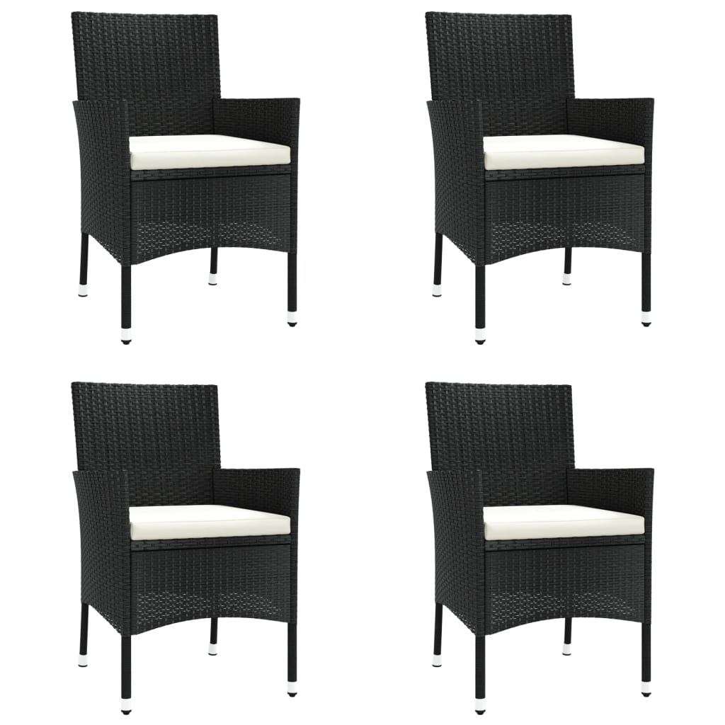 5-delige Bistroset met kussens poly rattan zwart is nu te koop bij PeponiXL, paradijselijk wonen!