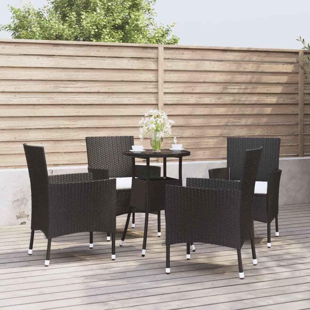 5-delige Bistroset met kussens poly rattan zwart is nu te koop bij PeponiXL, paradijselijk wonen!
