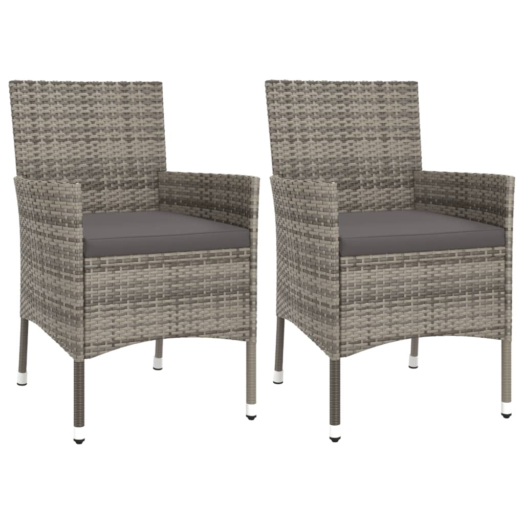 3-delige Bistroset met kussens poly rattan grijs is nu te koop bij PeponiXL, paradijselijk wonen!