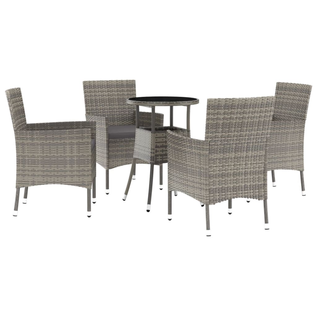 5-delige Bistroset met kussens poly rattan grijs is nu te koop bij PeponiXL, paradijselijk wonen!