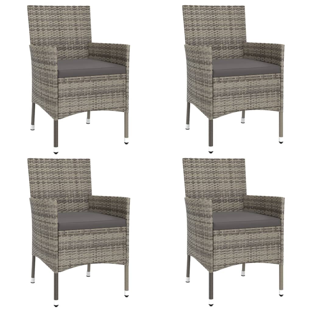 5-delige Bistroset met kussens poly rattan grijs is nu te koop bij PeponiXL, paradijselijk wonen!