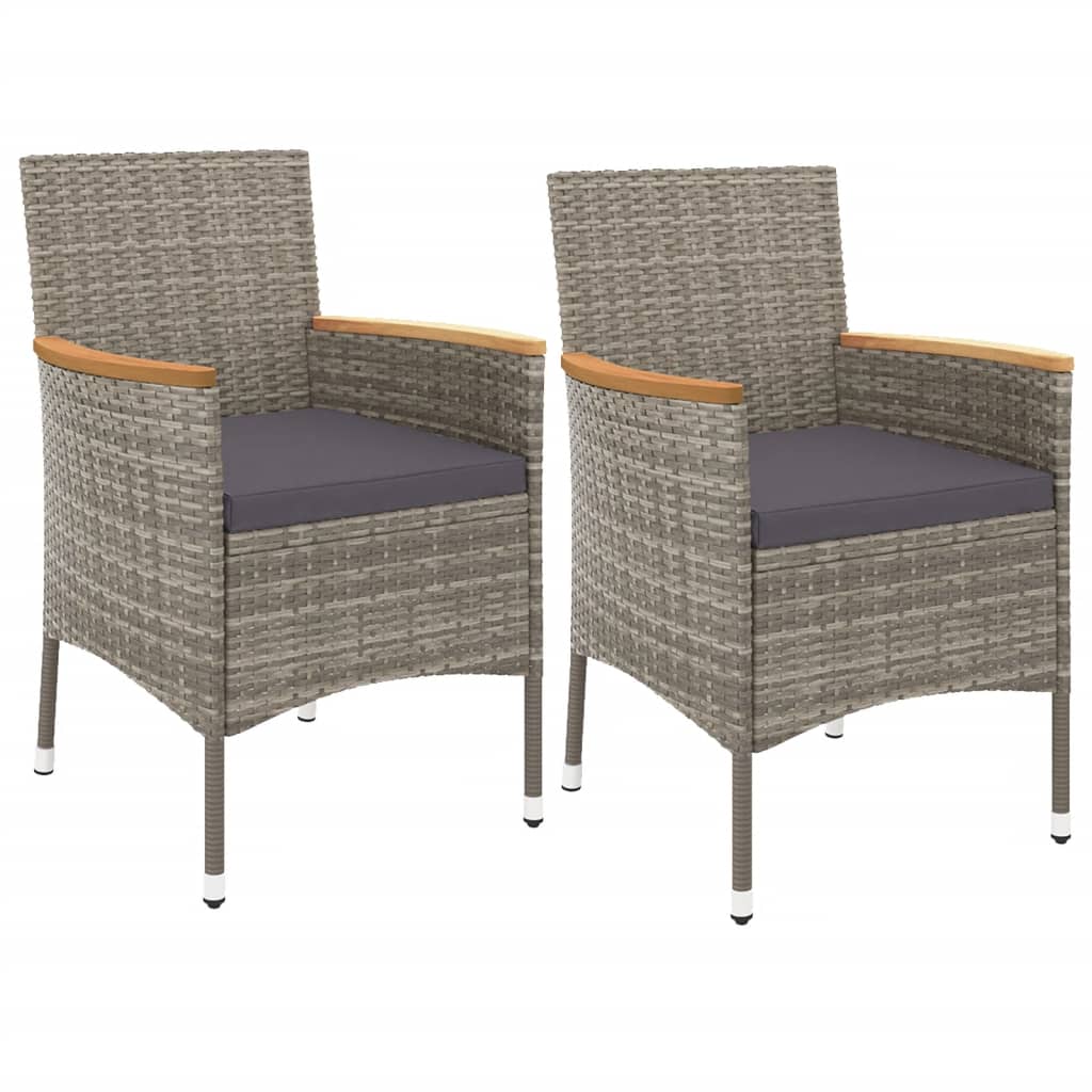 3-delige Bistroset met kussens poly rattan grijs is nu te koop bij PeponiXL, paradijselijk wonen!