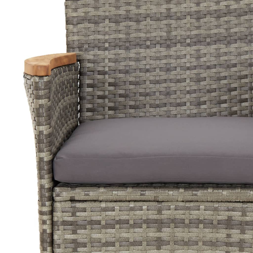 3-delige Bistroset met kussens poly rattan grijs is nu te koop bij PeponiXL, paradijselijk wonen!
