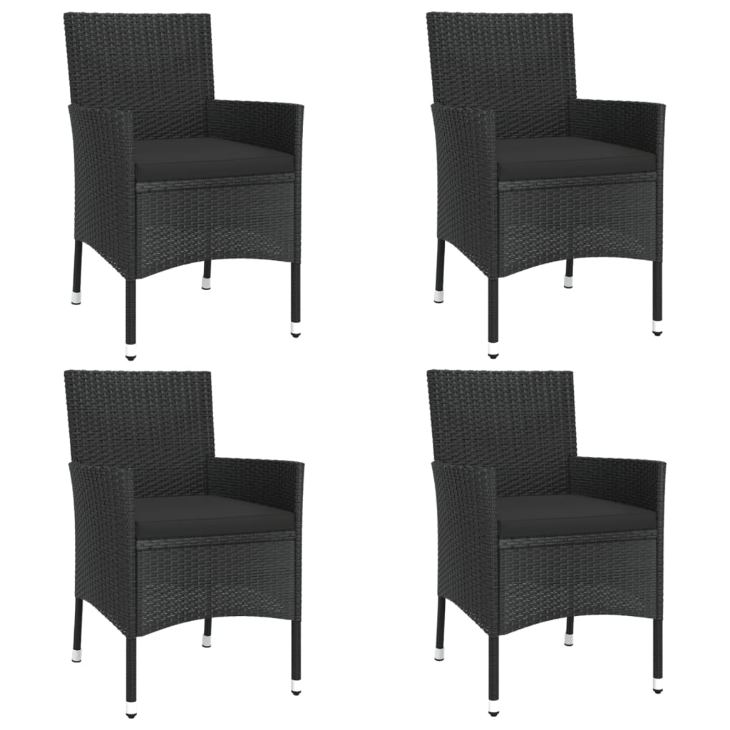 5-delige Bistroset met kussens poly rattan zwart is nu te koop bij PeponiXL, paradijselijk wonen!