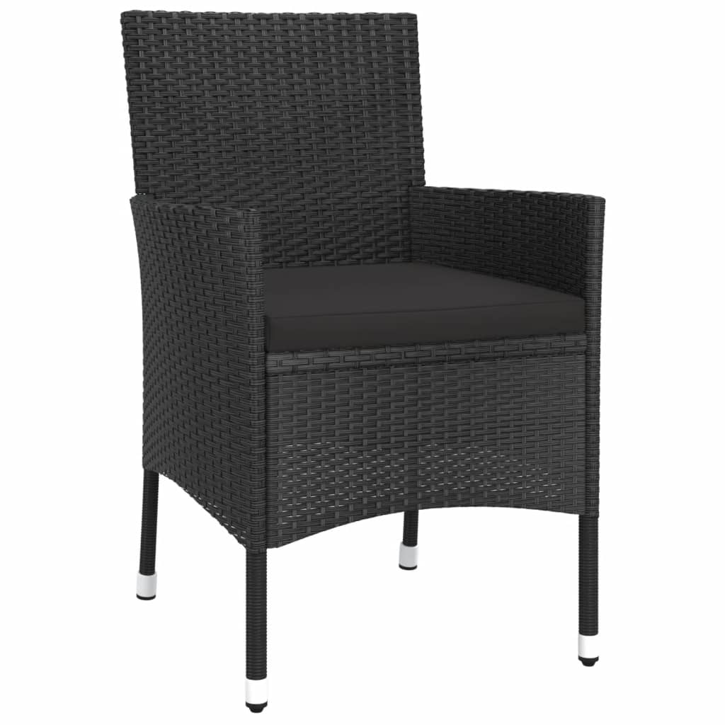 5-delige Bistroset met kussens poly rattan zwart is nu te koop bij PeponiXL, paradijselijk wonen!