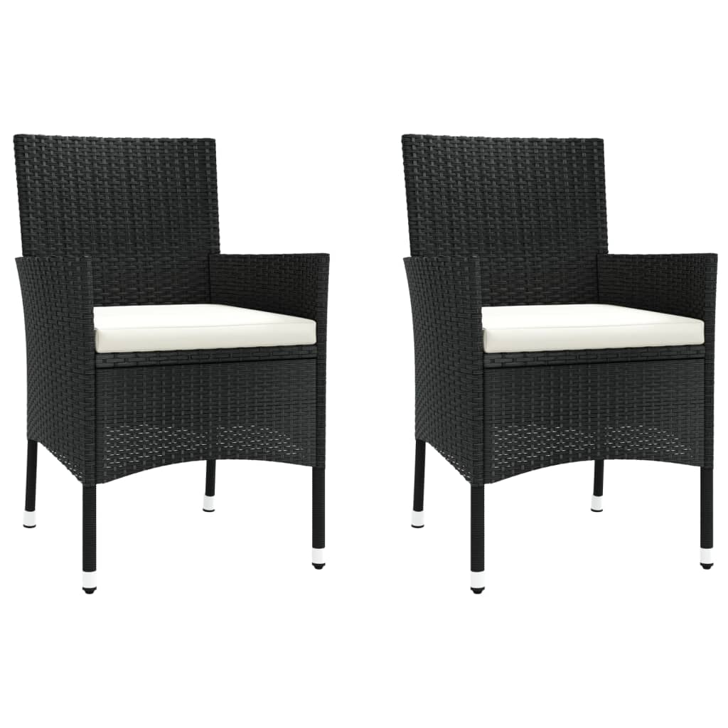 3-delige Bistroset met kussens poly rattan zwart is nu te koop bij PeponiXL, paradijselijk wonen!