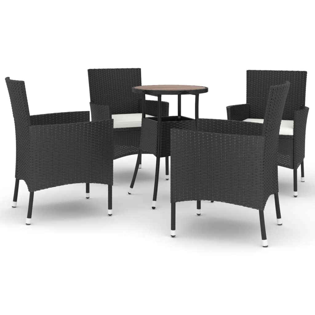 5-delige Bistroset met kussens poly rattan zwart is nu te koop bij PeponiXL, paradijselijk wonen!