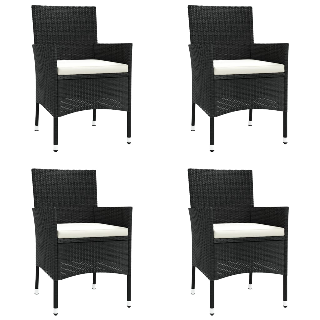 5-delige Bistroset met kussens poly rattan zwart is nu te koop bij PeponiXL, paradijselijk wonen!