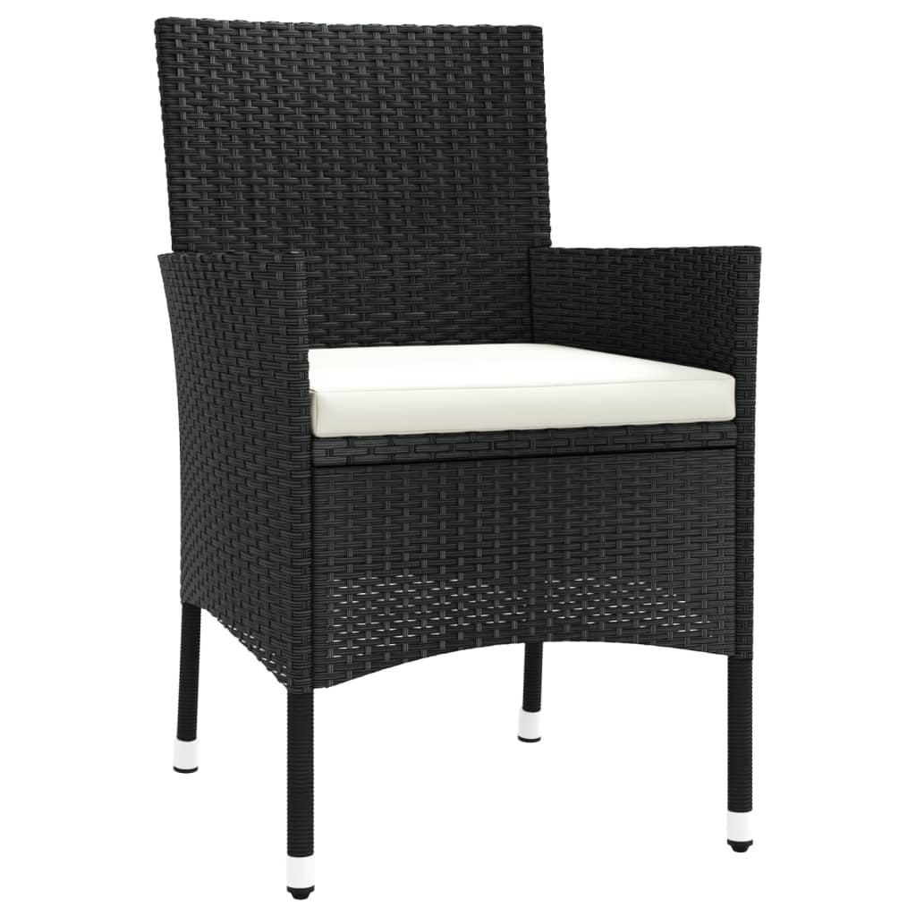 5-delige Bistroset met kussens poly rattan zwart is nu te koop bij PeponiXL, paradijselijk wonen!