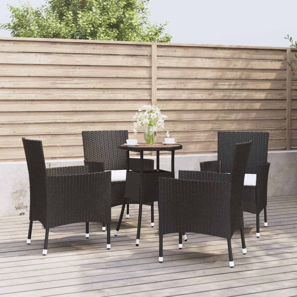 5-delige Bistroset met kussens poly rattan zwart is nu te koop bij PeponiXL, paradijselijk wonen!