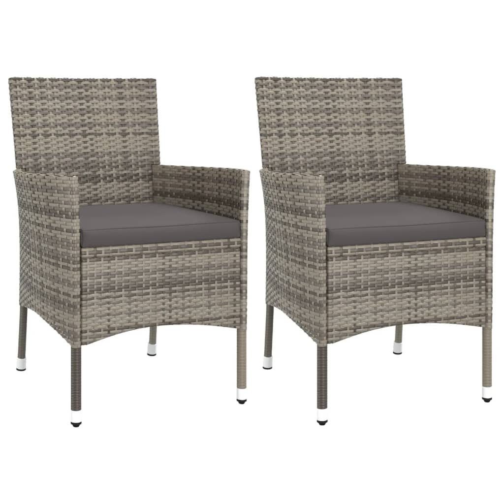 3-delige Bistroset met kussens poly rattan grijs is nu te koop bij PeponiXL, paradijselijk wonen!