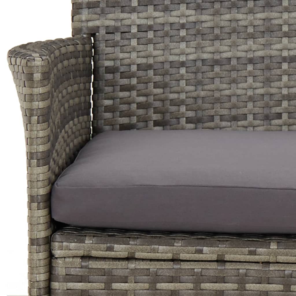 3-delige Bistroset met kussens poly rattan grijs is nu te koop bij PeponiXL, paradijselijk wonen!