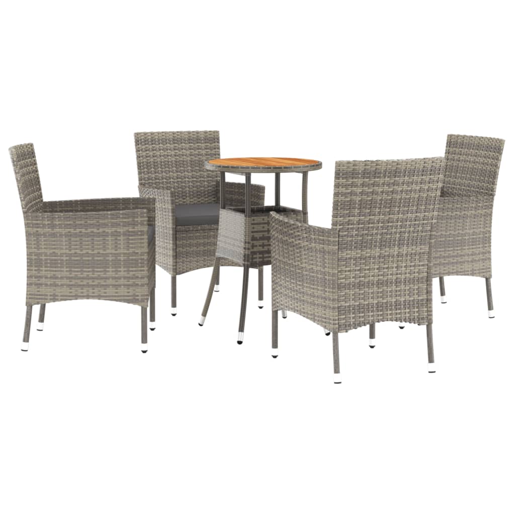 5-delige Bistroset met kussens poly rattan grijs is nu te koop bij PeponiXL, paradijselijk wonen!