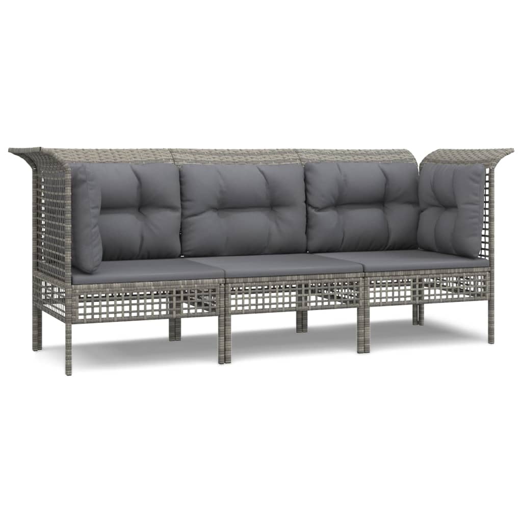 3-delige Loungeset met kussens poly rattan grijs is nu te koop bij PeponiXL, paradijselijk wonen!