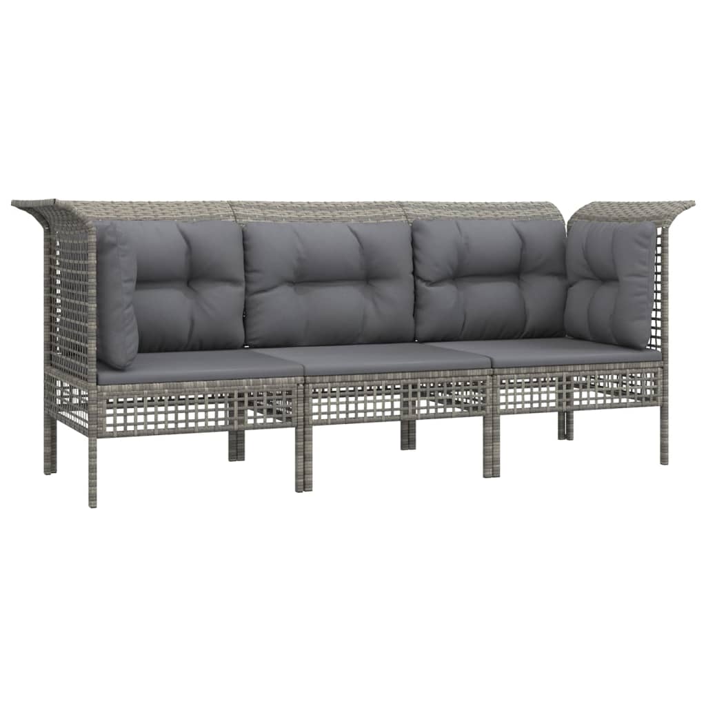 3-delige Loungeset met kussens poly rattan grijs is nu te koop bij PeponiXL, paradijselijk wonen!