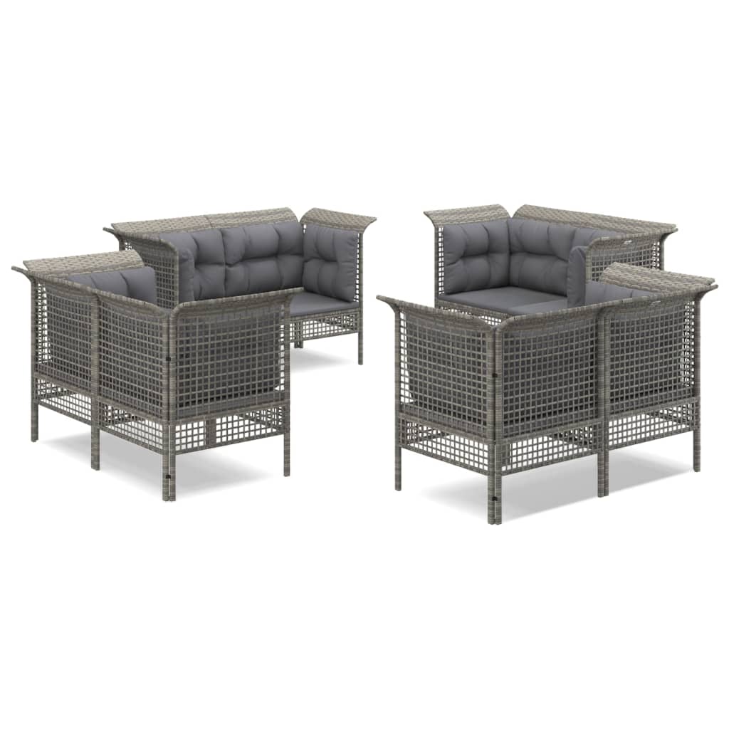 8-delige Loungeset met kussens poly rattan grijs is nu te koop bij PeponiXL, paradijselijk wonen!
