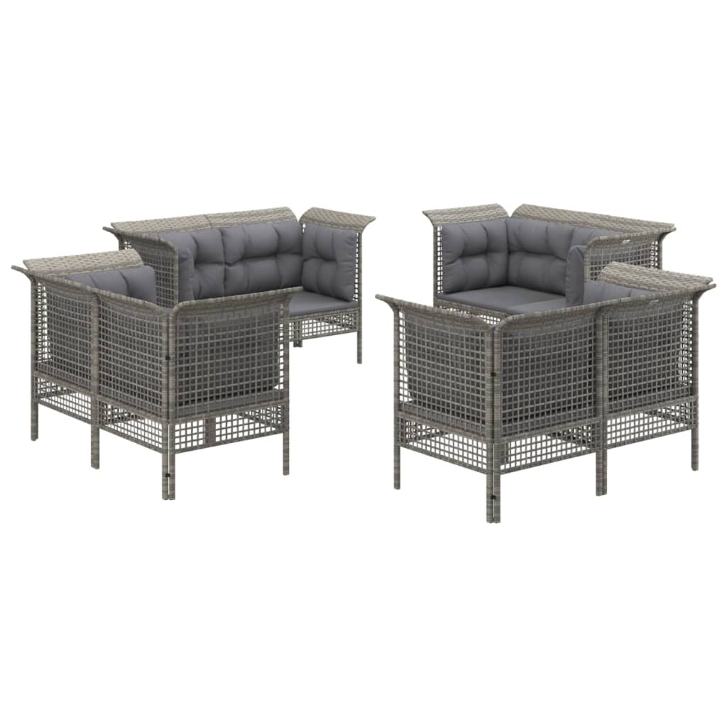 8-delige Loungeset met kussens poly rattan grijs is nu te koop bij PeponiXL, paradijselijk wonen!