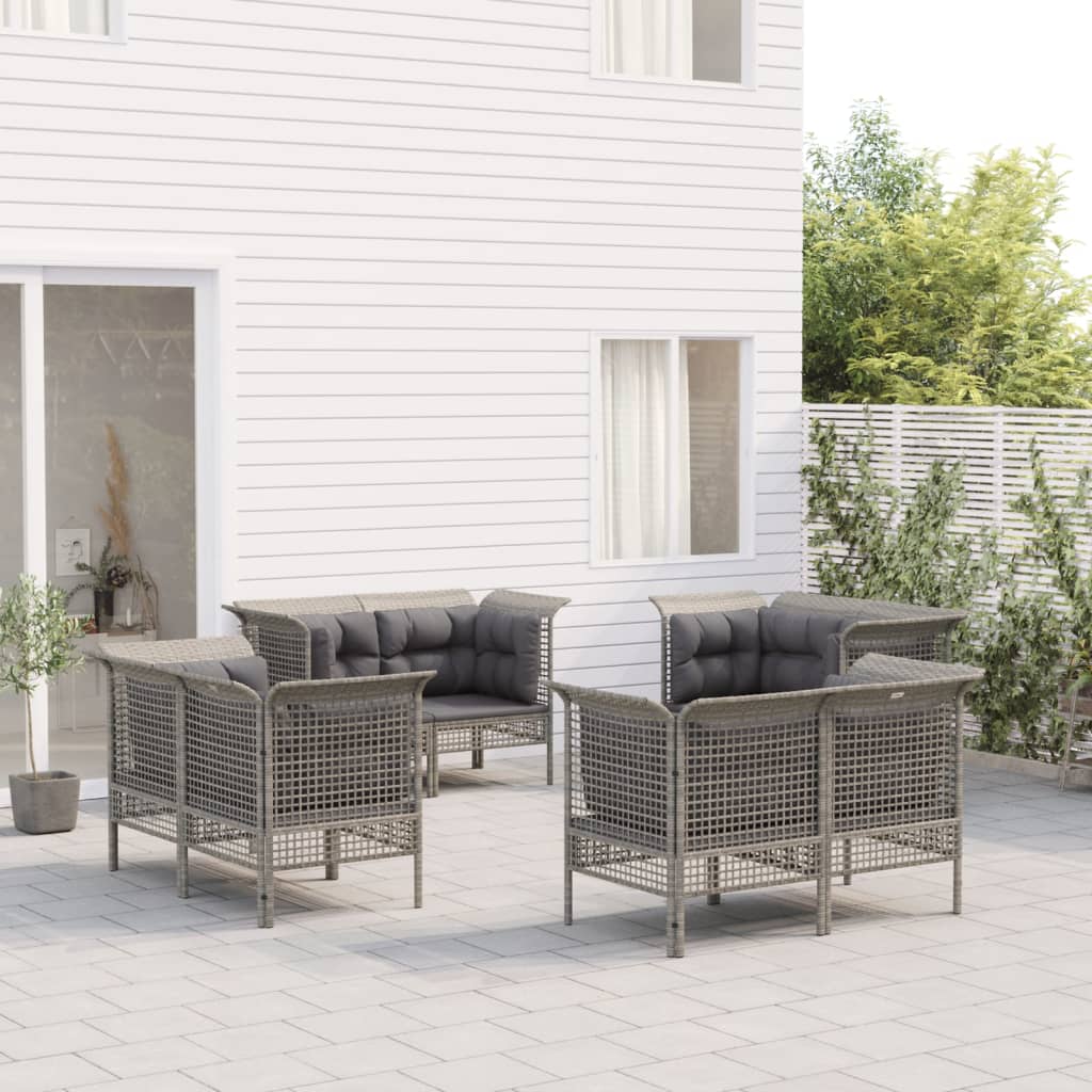 8-delige Loungeset met kussens poly rattan grijs is nu te koop bij PeponiXL, paradijselijk wonen!