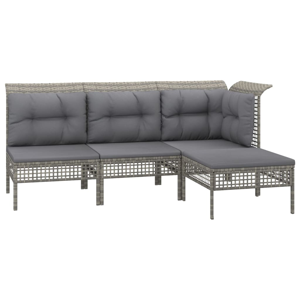4-delige Loungeset met kussens poly rattan grijs is nu te koop bij PeponiXL, paradijselijk wonen!