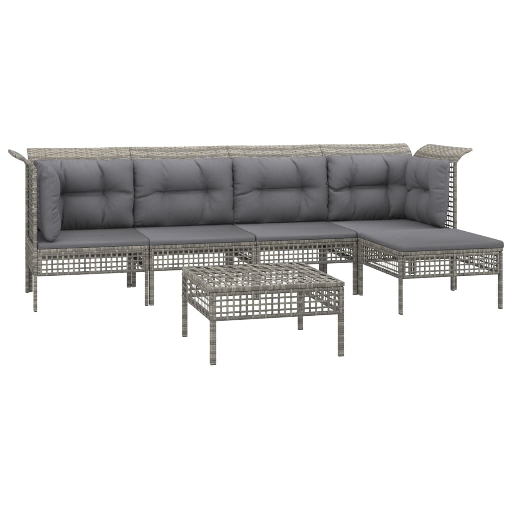 6-delige Loungeset met kussens poly rattan grijs is nu te koop bij PeponiXL, paradijselijk wonen!