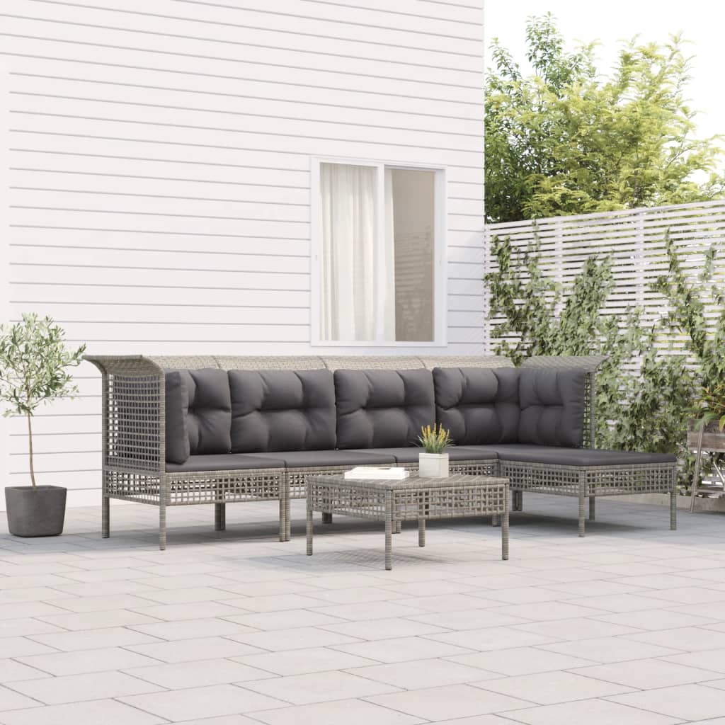 6-delige Loungeset met kussens poly rattan grijs is nu te koop bij PeponiXL, paradijselijk wonen!