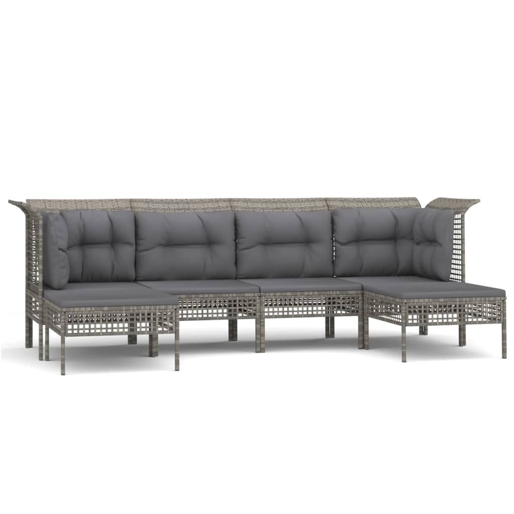6-delige Loungeset met kussens poly rattan grijs is nu te koop bij PeponiXL, paradijselijk wonen!